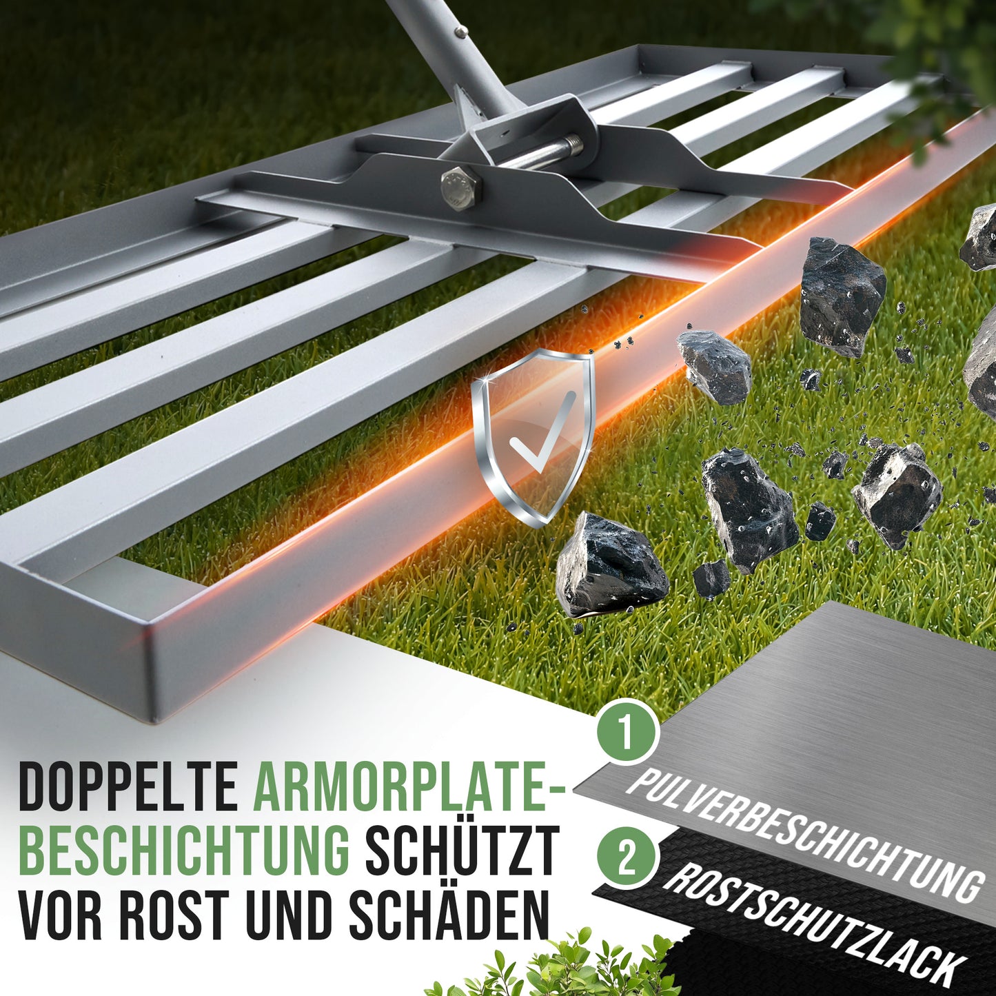 Rasenrakel ergonomisch mit Klicksystem | 80x30 cm
