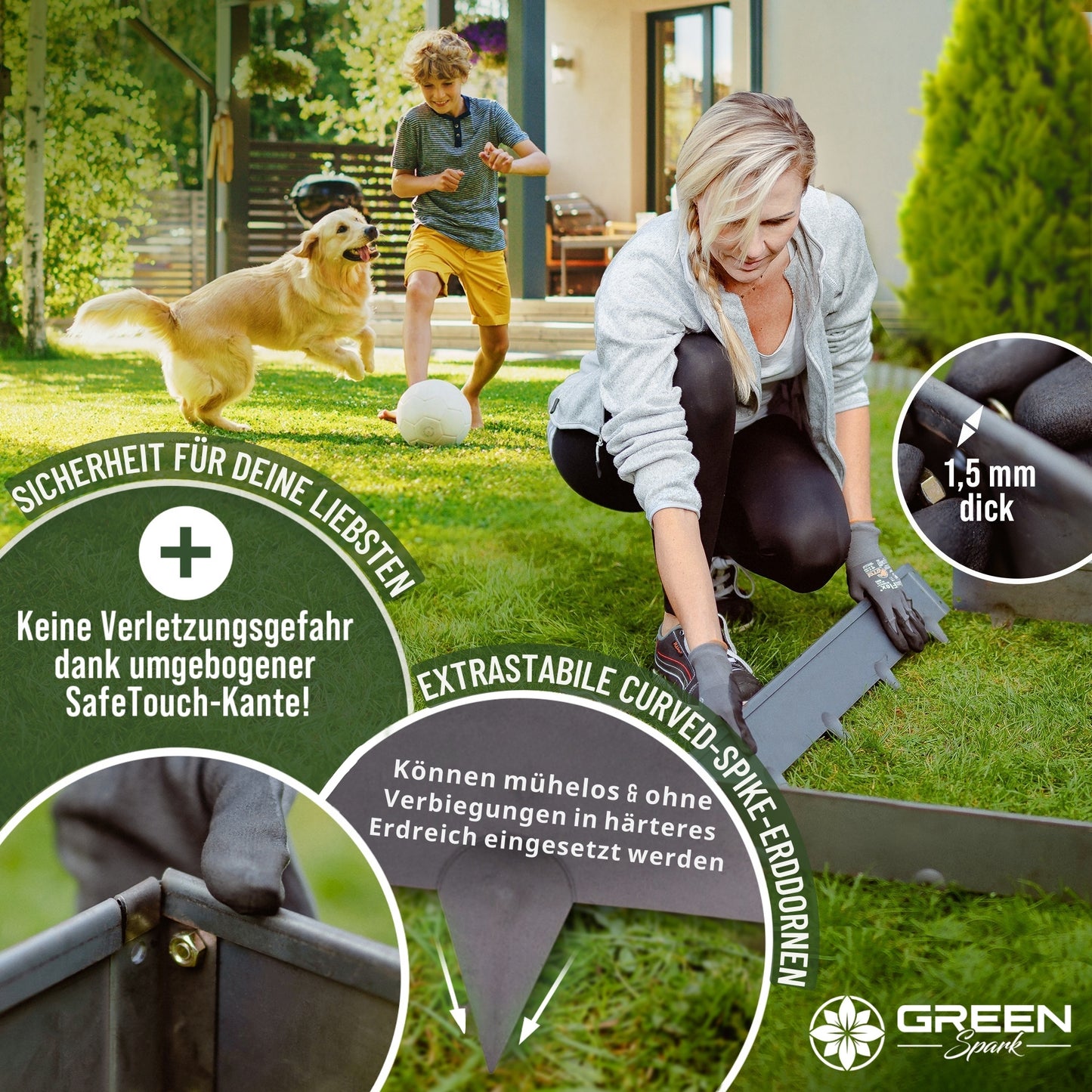 Rasenkante aus Cortenstahl – 5m Set mit Schraubsystem