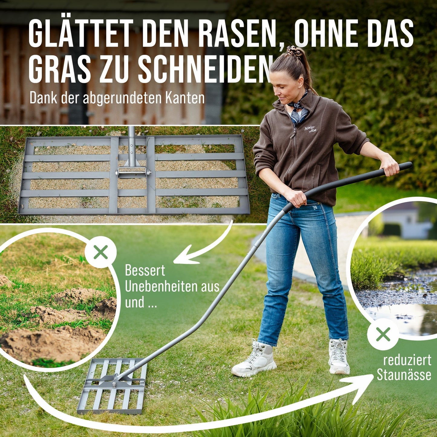 Rasenrakel ergonomisch mit Klicksystem | 80x30 cm
