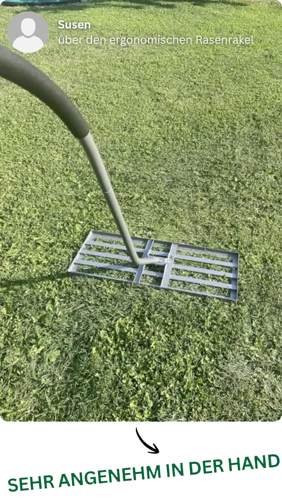 Erfahungsbericht: GREEN Spark Rasenrakel liegt sehr angenehm in der Hand