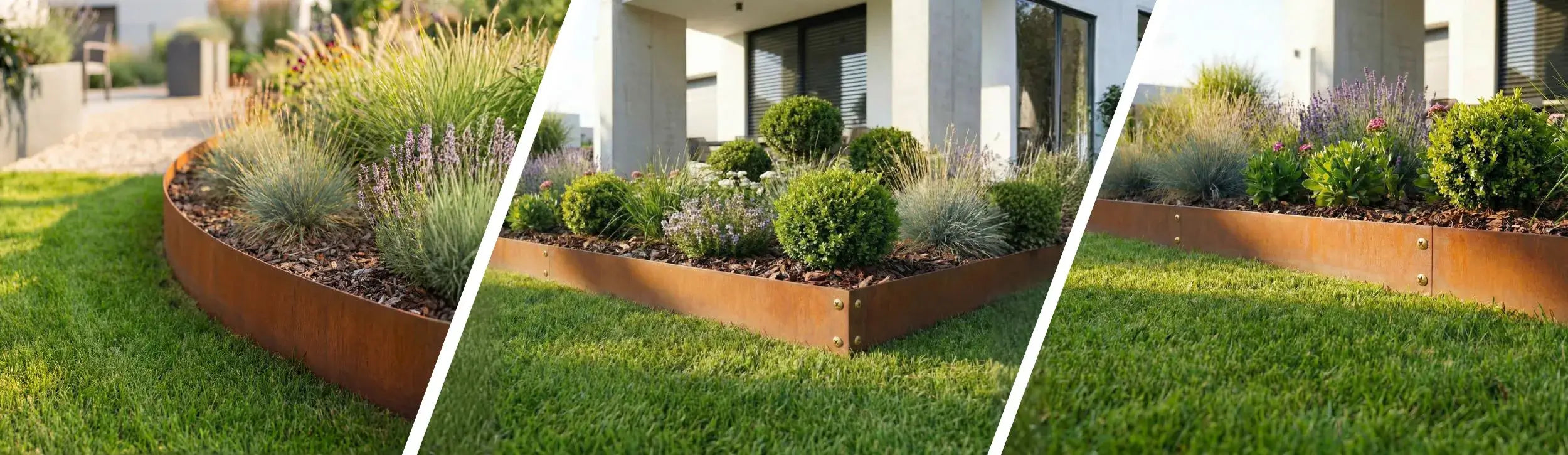 GREEN Spark Rasenkanten im Überblick für geschwungene, geradlinige und runde Beeteinfassungen und Rasenabgrenzungen