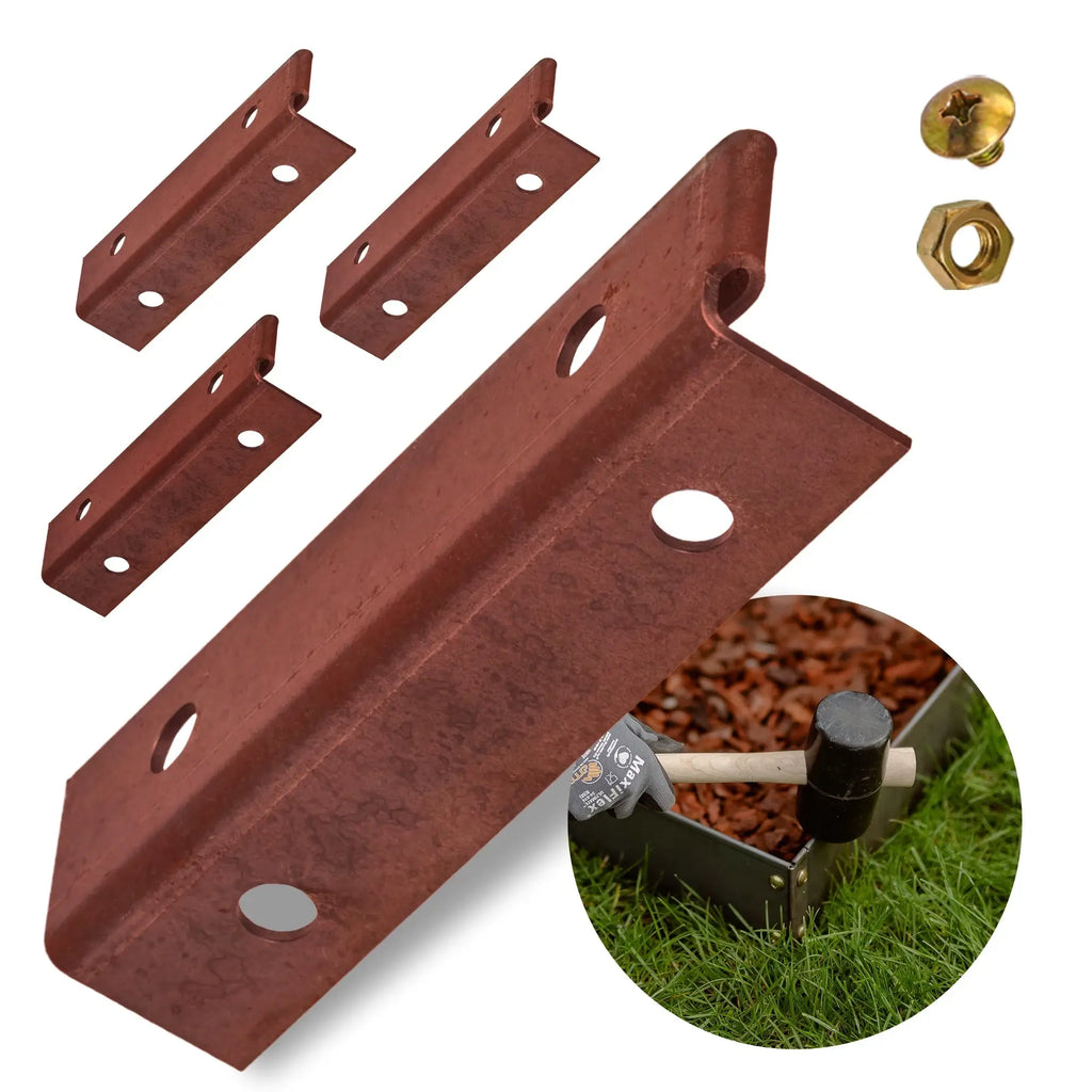GREEN Spark Eckverbinder Set aus Cortenstahl für verschraubte 90 Grad Ecken