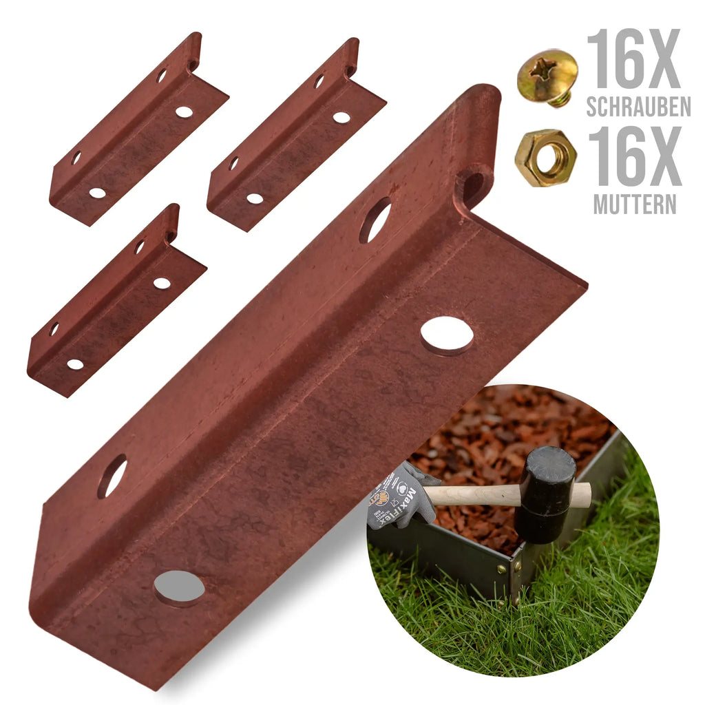 Rasenkantenwinkel aus Cortenstahl – Zubehör-Set