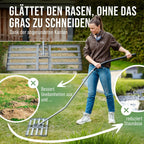 Detailansicht: Bodenplatte mit abgerundeten Kanten glättet den Rasen ohne das Gras zu schneiden